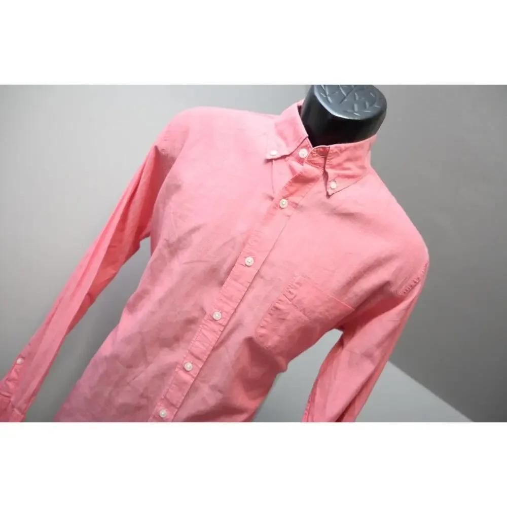 J‎ Crew Light Weight Chambray Dress Shirt Pink Slim Fit Button Up Mens Medium